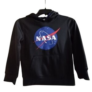 NWOT Land's End Kids Black NASA Hoodie UNISEX Size SMALL 6/7